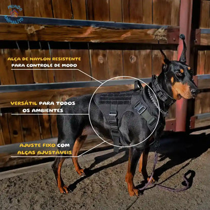 Peitoral Militar Anti Puxão para Cachorros - Mundo Animalito