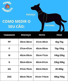Peitoral Personalizado, Anti Puxão e Reforçado para Cachorros - Mundo Animalito