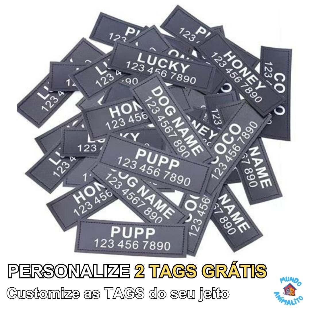 Peitoral Personalizado Para Cachorro Ajustável e Refletivo - Safe Buddy - Mundo Animalito