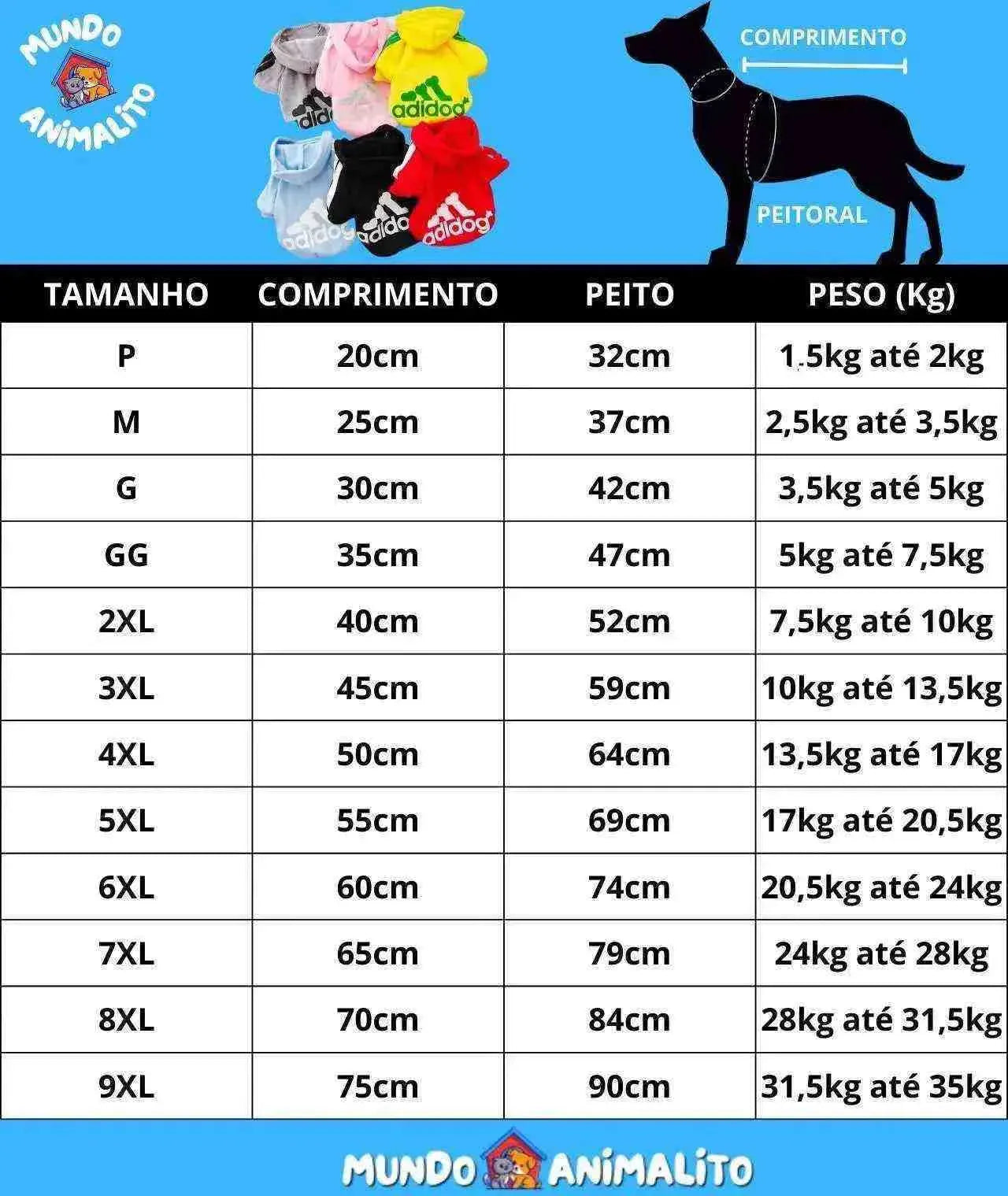 Roupa de Frio para Cachorro de Algodão - Adidog - Mundo Animalito