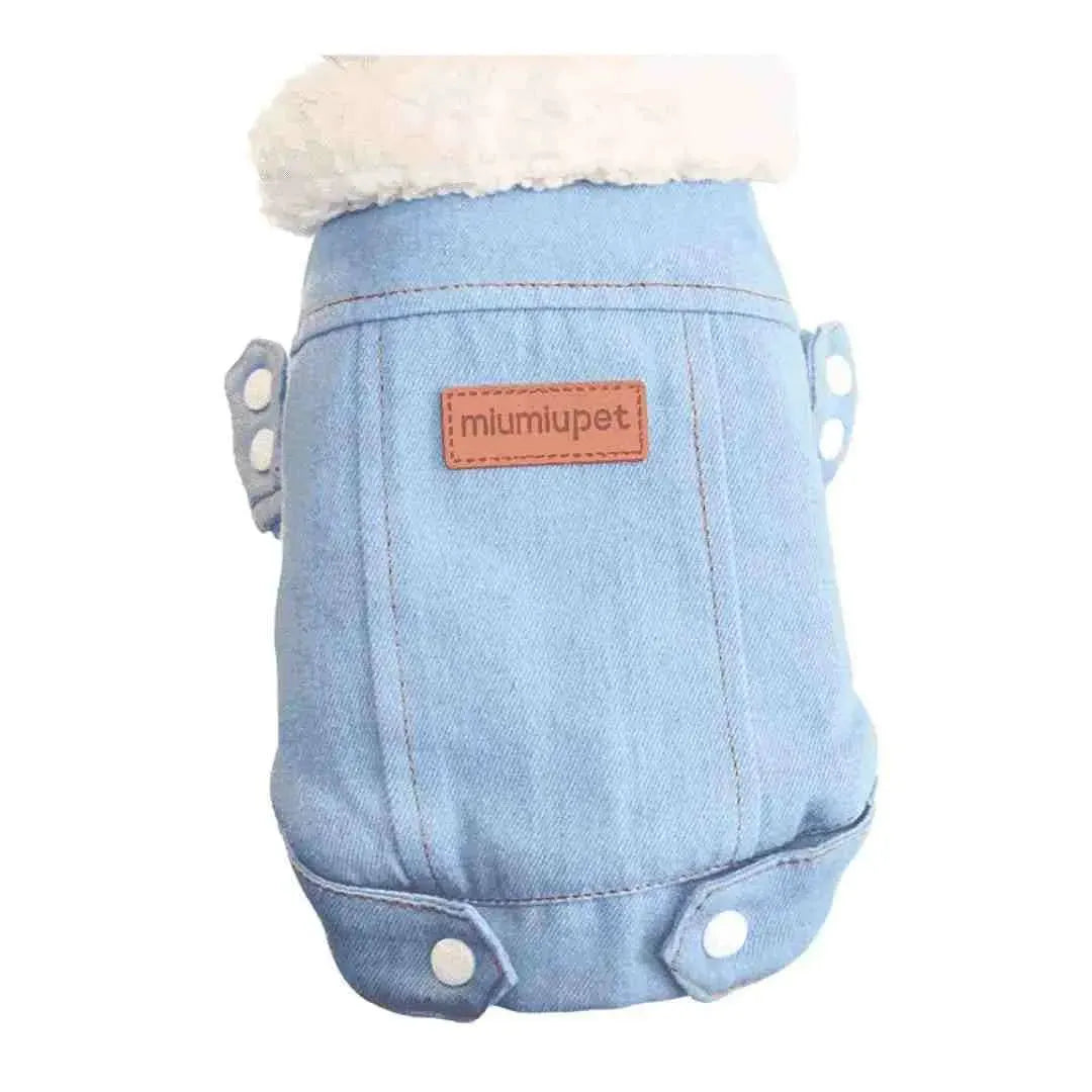 Roupinha de Frio Jeans Forrada com Algodão para Pets - Mundo Animalito