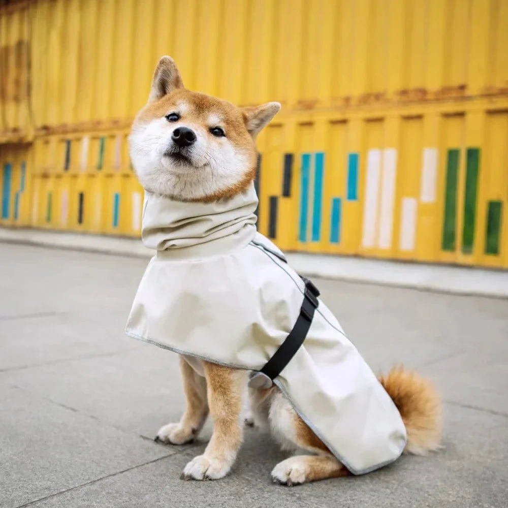 Capa de Chuva para Cachorro Ajustável, Reflexiva com Gola Alta
