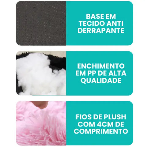 Cama Nuvem Peluciada Quadrada Sem Zíper e Lavável para Cães e Gatos