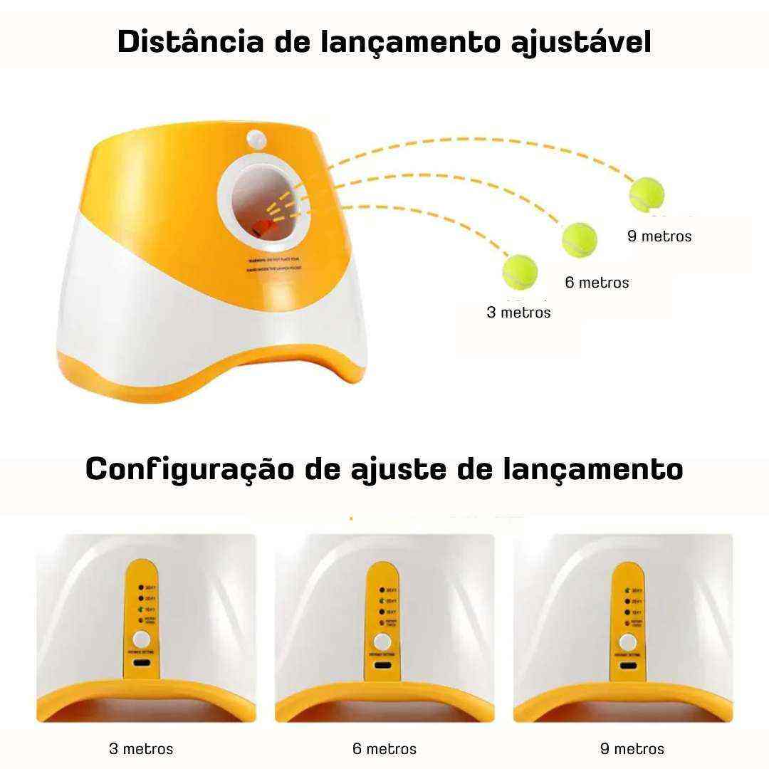 Lançador de Bola Automático Para Cães + 3 Bolas de Brinde + USB - Mundo Animalito